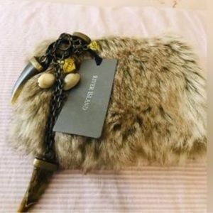 RIVER ISLAND faux fur mini wallet/coin purse